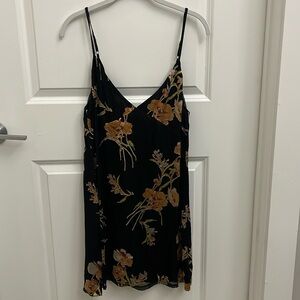 Honey Belle Black Strappy Mini Dress with Floral Appliqué Design - Size Large